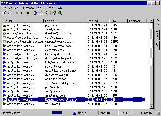 Advanced Direct Remailer Screenshot